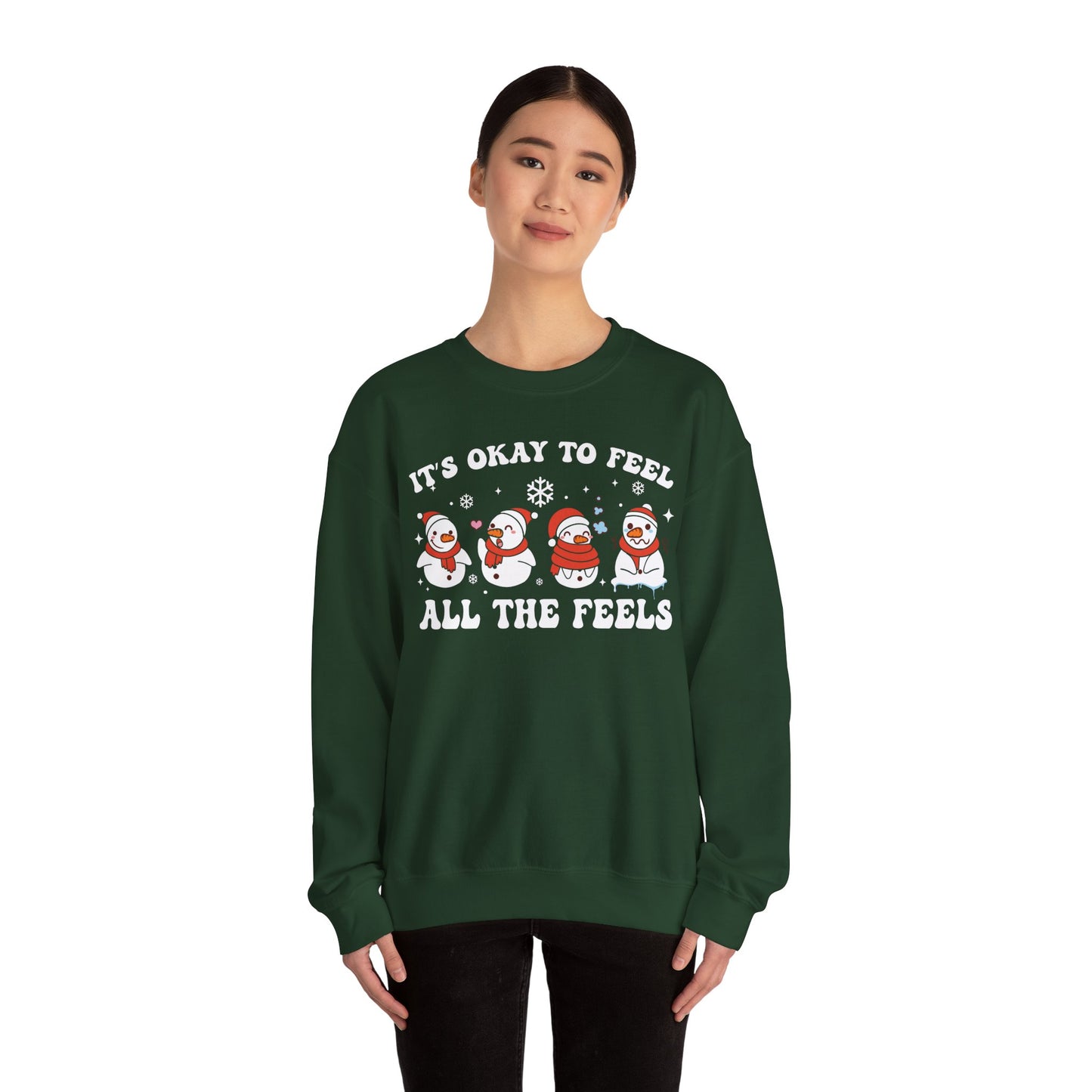 Cozy Holiday Sweatshirt - It's Okay to Feel All the Feels, Winter Comfort, Christmas Gift, Unisex Crewneck, Festive Apparel, Feel Good [...] - SxR Creations