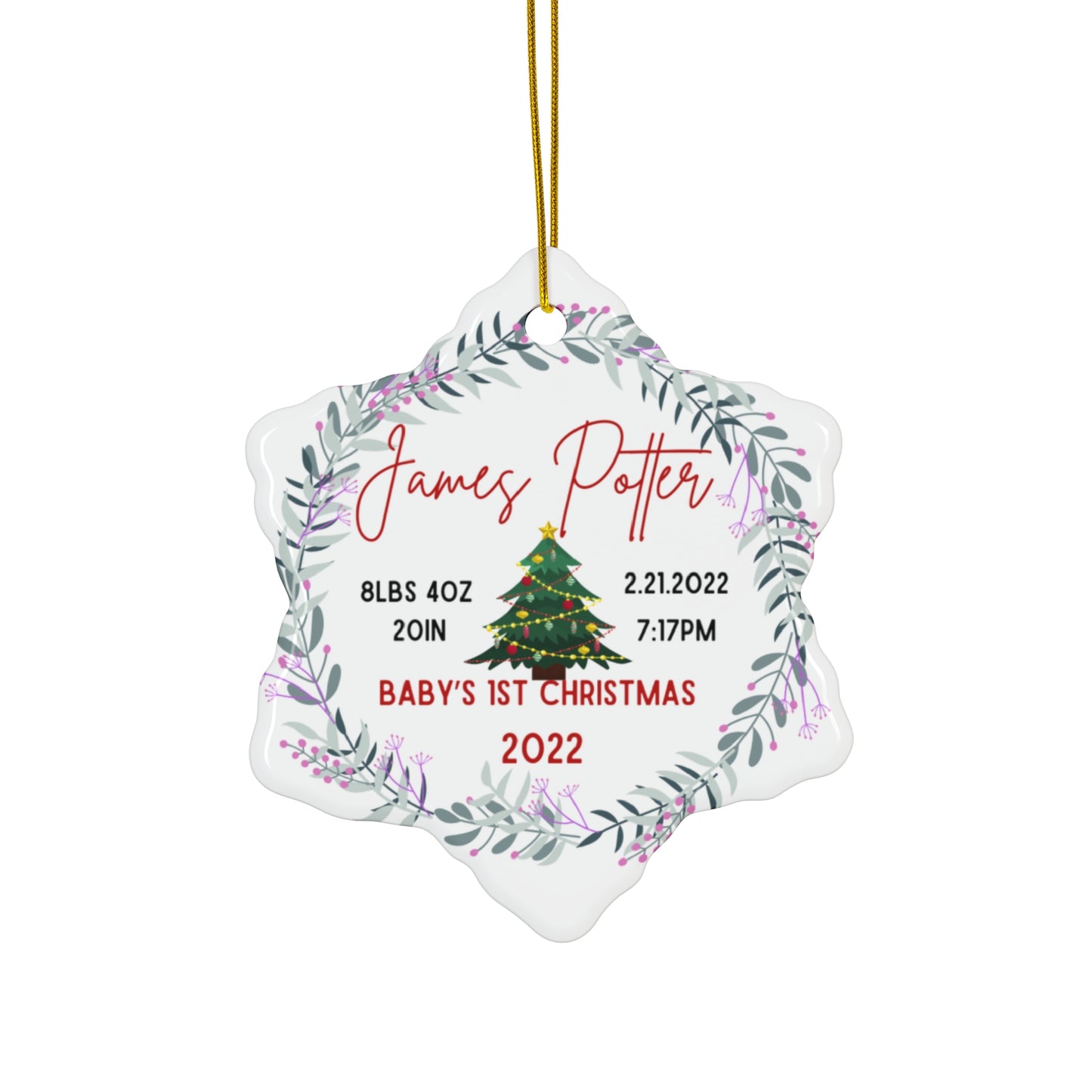 Personalized Baby's 1st Christmas Ceramic Ornament - SxR Creations