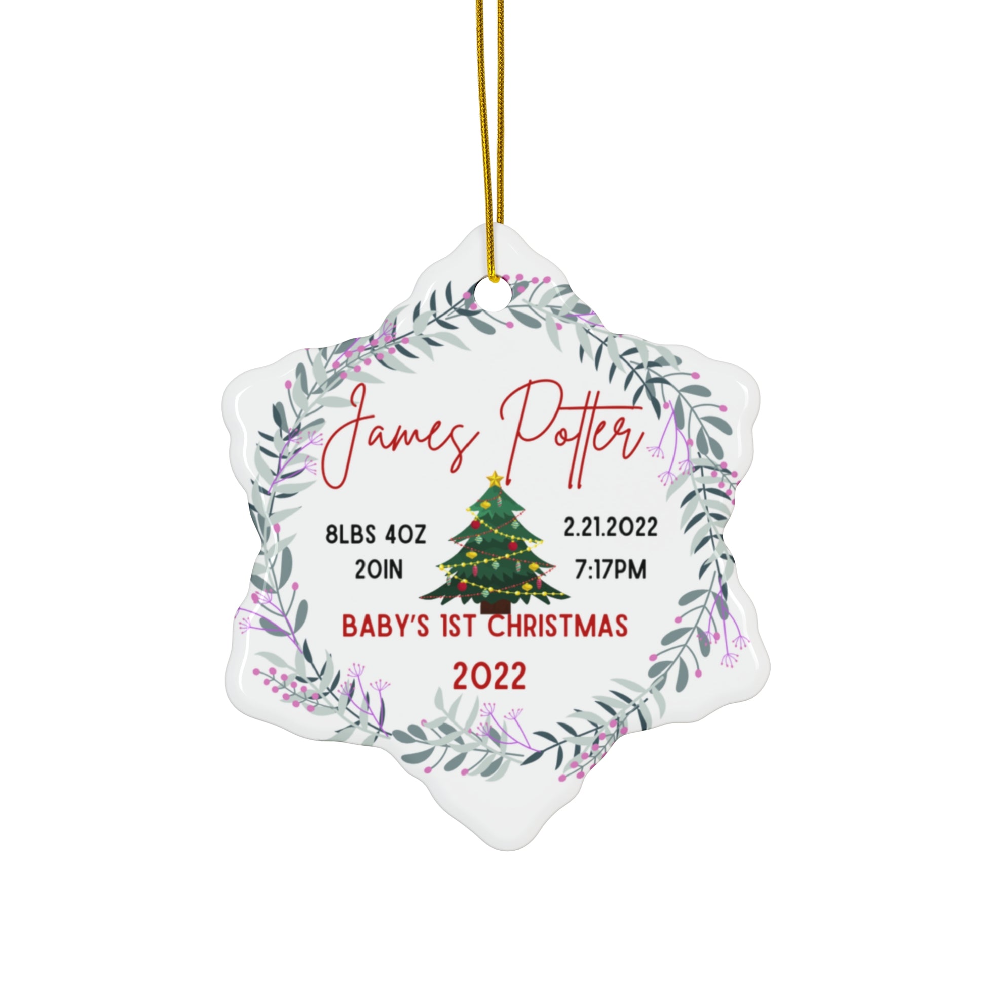 Personalized Baby's 1st Christmas Ceramic Ornament - SxR Creations