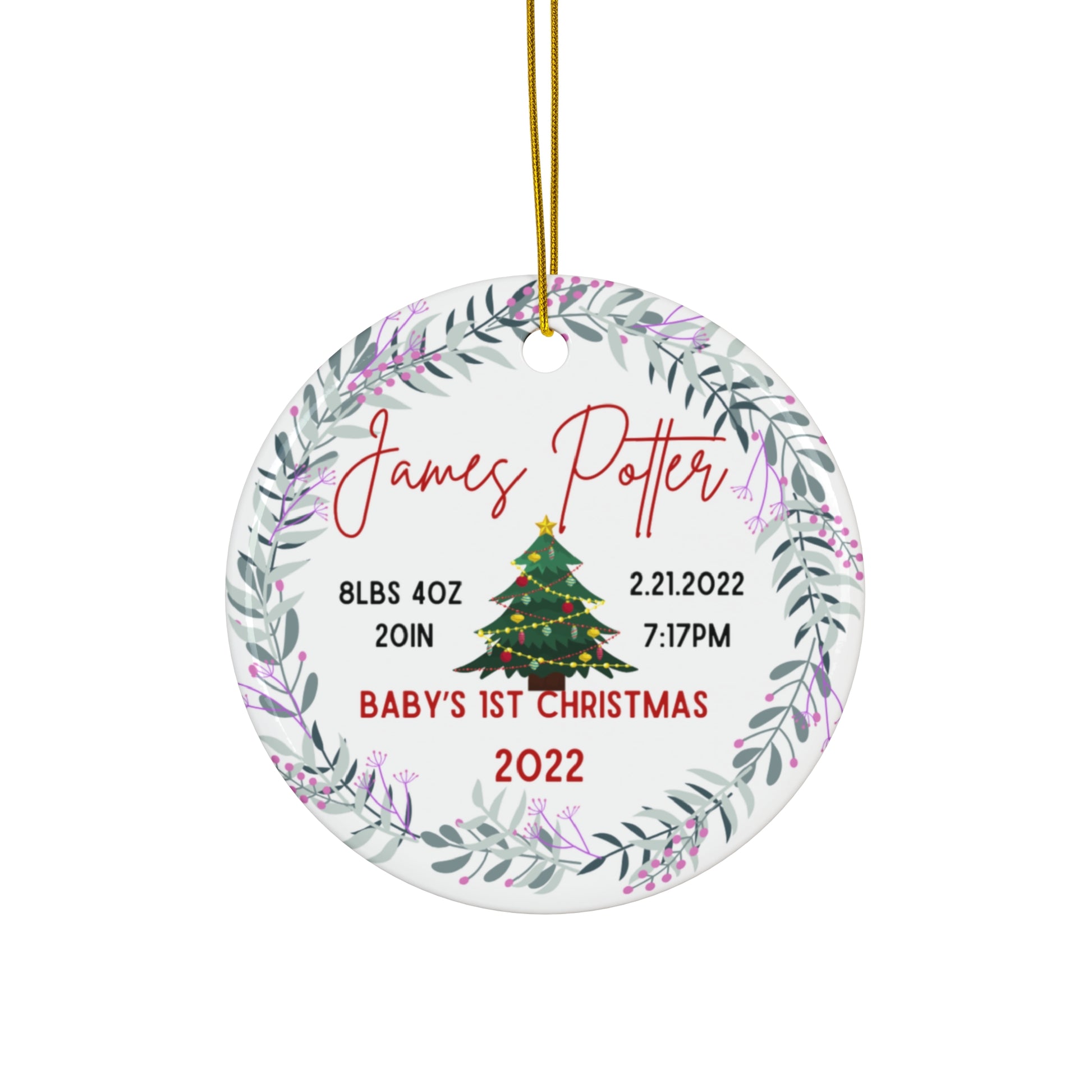 Personalized Baby's 1st Christmas Ceramic Ornament - SxR Creations