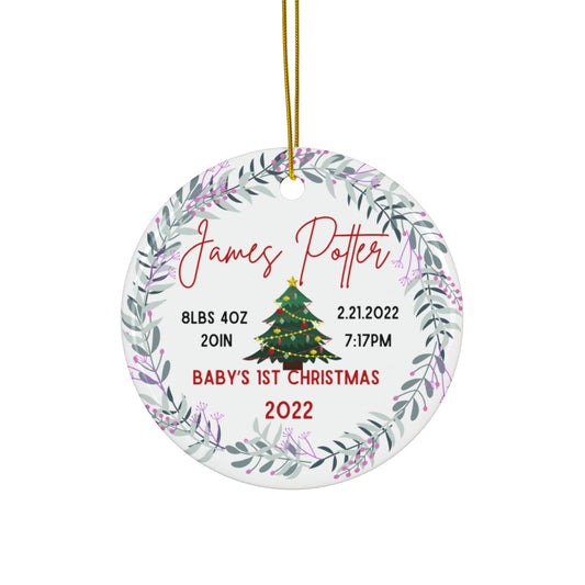 Personalized Baby's 1st Christmas Ceramic Ornament - SxR Creations