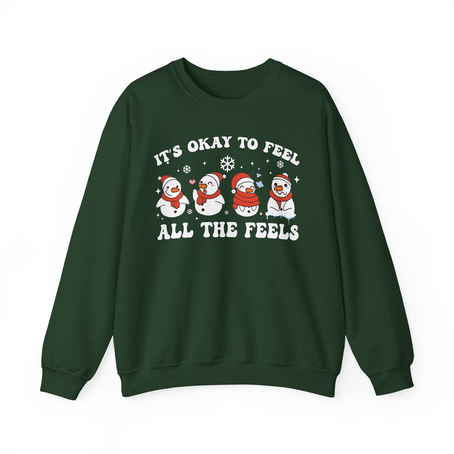 Cozy Holiday Sweatshirt - It's Okay to Feel All the Feels, Winter Comfort, Christmas Gift, Unisex Crewneck, Festive Apparel, Feel Good [...] - SxR Creations