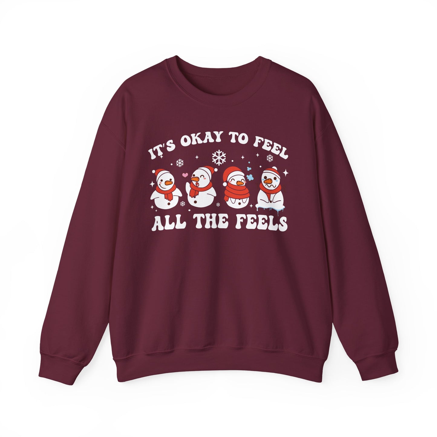 Cozy Holiday Sweatshirt - It's Okay to Feel All the Feels, Winter Comfort, Christmas Gift, Unisex Crewneck, Festive Apparel, Feel Good [...] - SxR Creations