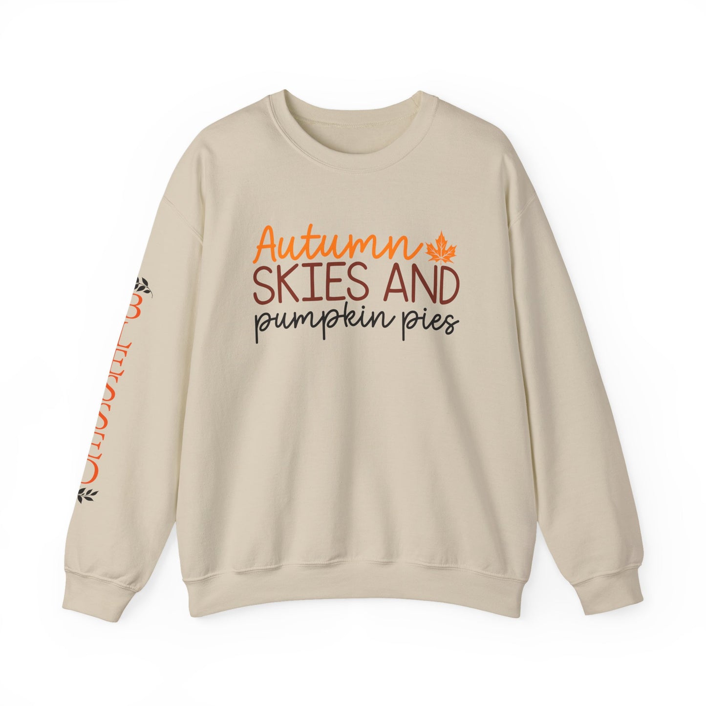 Autumn Skies Sweatshirt | Cozy Fall Apparel, Pumpkin Pies Gift, Unisex Crewneck, Perfect for Thanksgiving, Autumn Fashion - SxR Creations