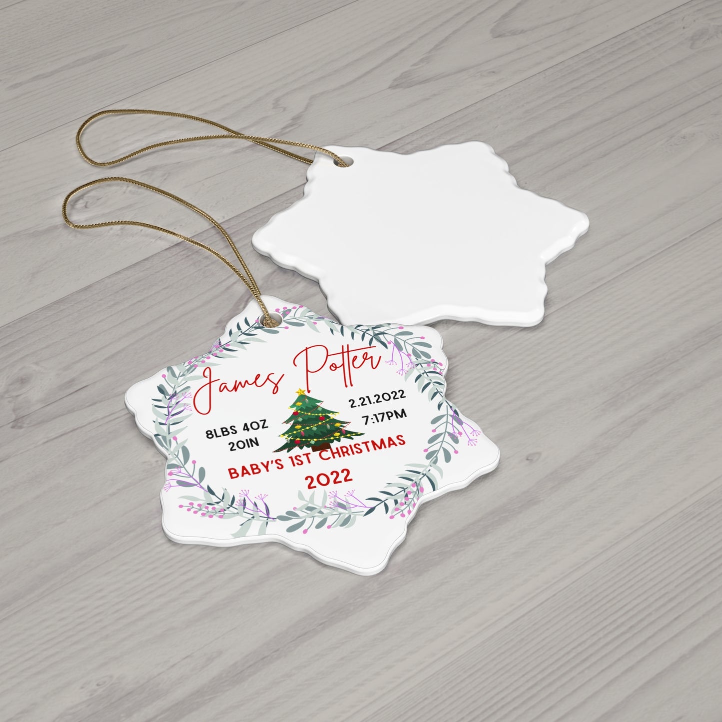 Personalized Baby's 1st Christmas Ceramic Ornament - SxR Creations
