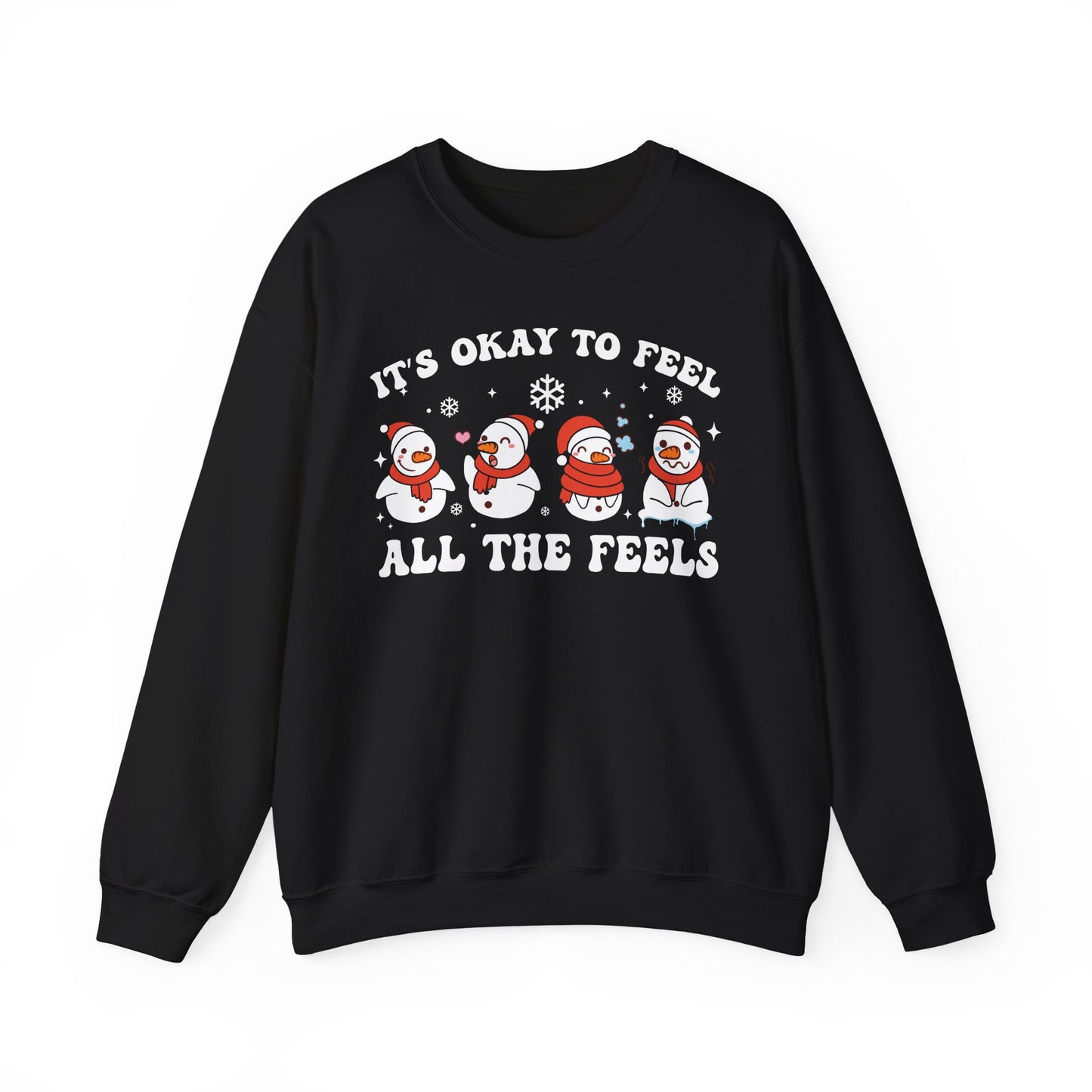 Cozy Holiday Sweatshirt - It's Okay to Feel All the Feels, Winter Comfort, Christmas Gift, Unisex Crewneck, Festive Apparel, Feel Good [...] - SxR Creations