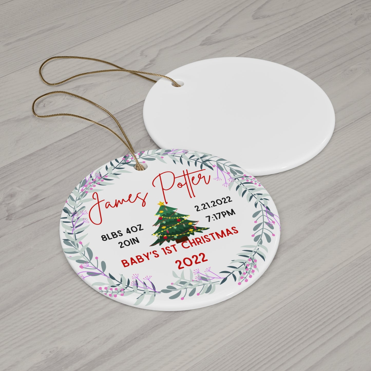 Personalized Baby's 1st Christmas Ceramic Ornament - SxR Creations