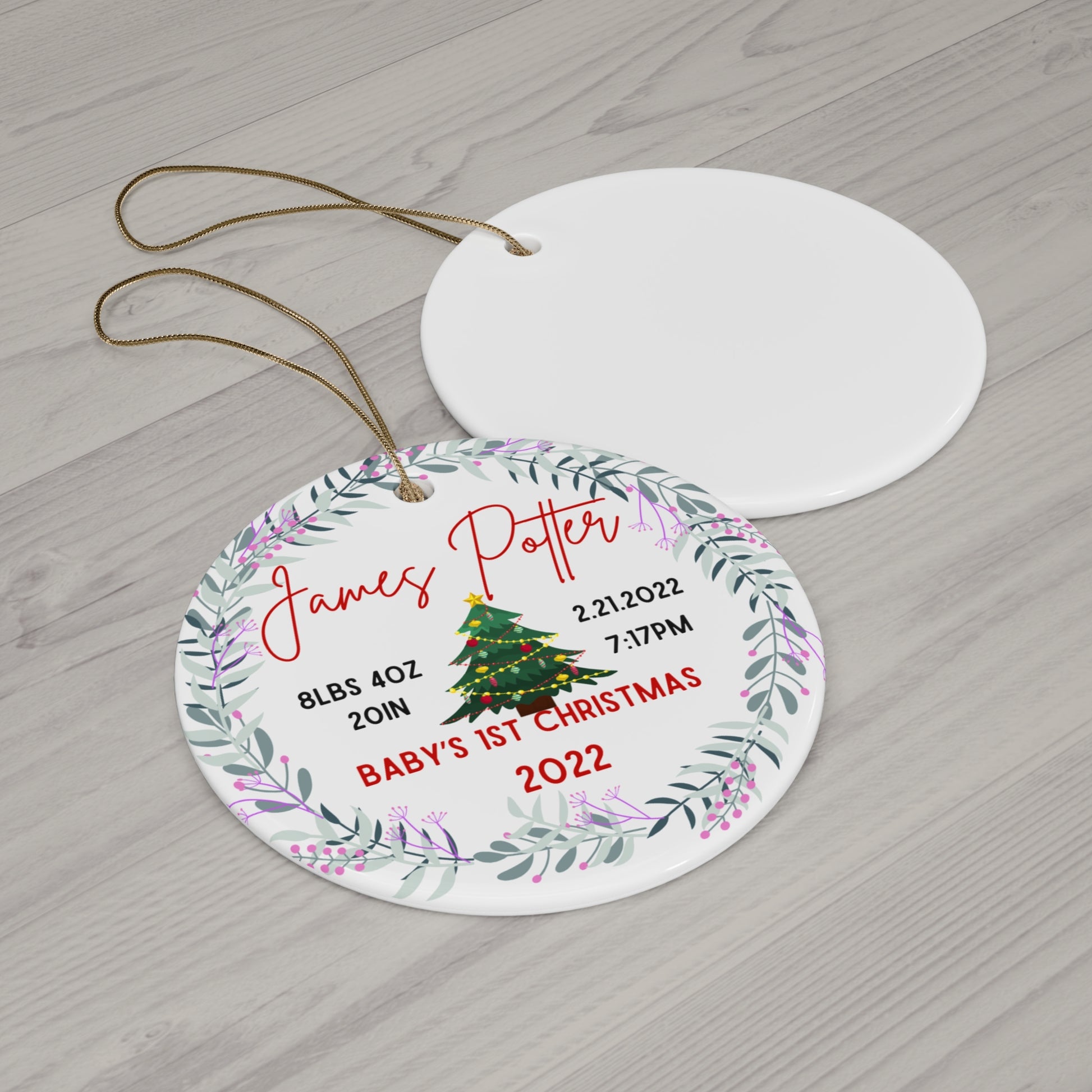 Personalized Baby's 1st Christmas Ceramic Ornament - SxR Creations
