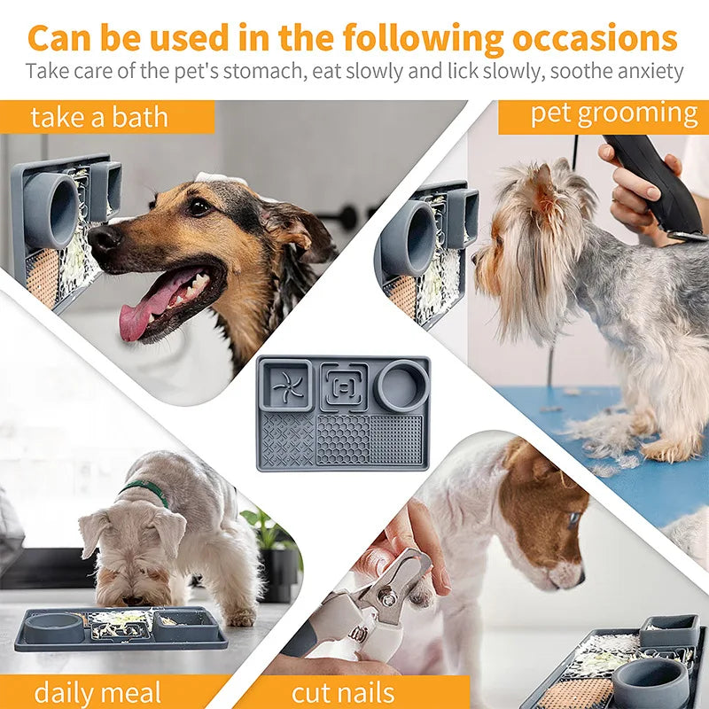 Multifunction Pet Slow Feeder Bowls Dog Licking Mat With Suction Cups For Anxiety Relief Dog Cat Water Drinking Eating Food - SxR Creations